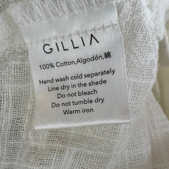 Gillia White Cropped Blouse Top Cotton Tie Front Ribbed V-Neck Size X-Small XS - Picture 7 of 8